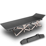 Camp Furniture: Camping Portable Stretcher Single Foldable Folding Bed Recliner Mat - grey