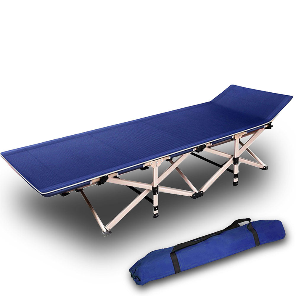 Arm Chairs & Recliners: Camping Portable Stretcher Single Foldable Folding Bed Recliner Mat - navy