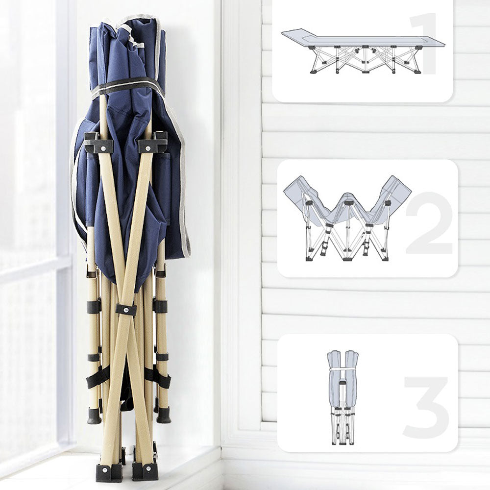 Arm Chairs & Recliners: Camping Portable Stretcher Single Foldable Folding Bed Recliner Mat - navy