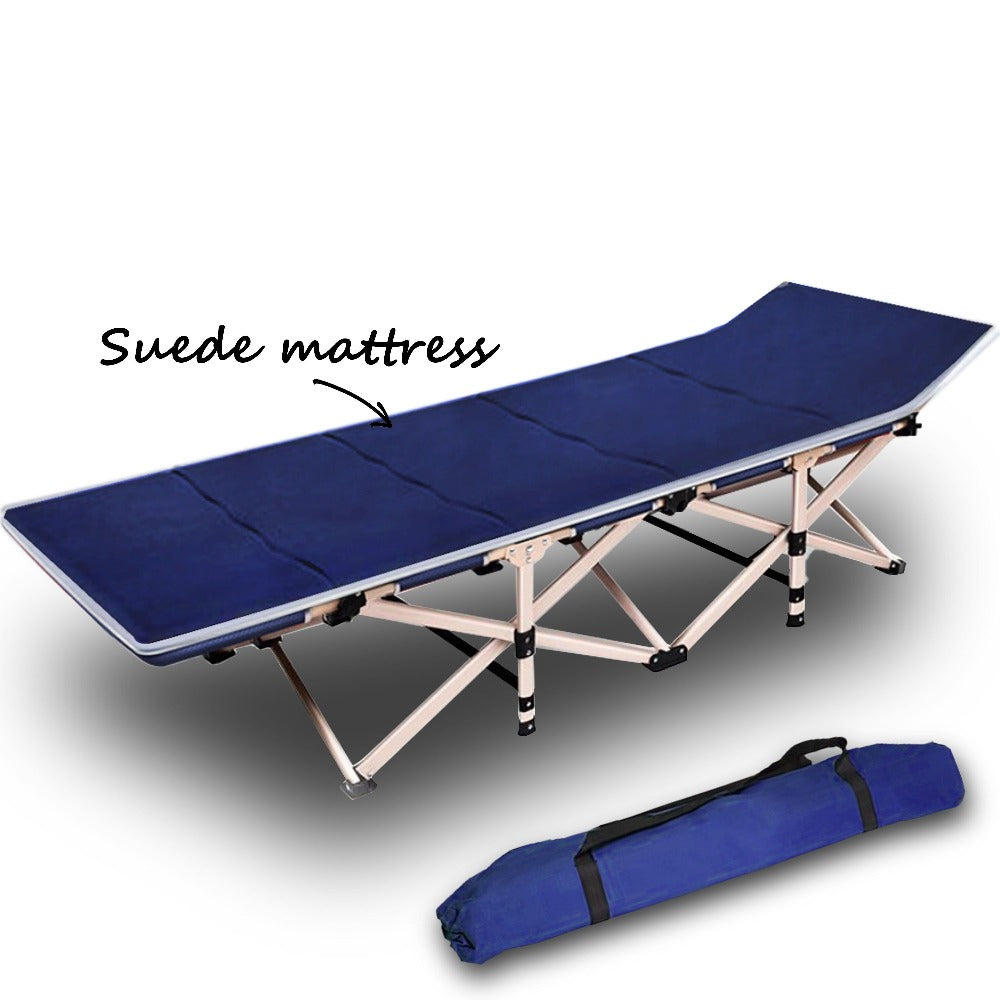 Inflatable Mattresses: Camping Portable Stretcher Single Foldable Folding Bed Mattress Recliner Mat - navy