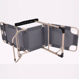 Camp Furniture: Reclining Sun Beach Deck Lounge Chair Outdoor Folding Camping Fishing Arm Rest - grey