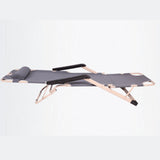 Camp Furniture: Reclining Sun Beach Deck Lounge Chair Outdoor Folding Camping Fishing Arm Rest - grey