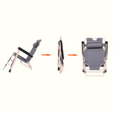 Camp Furniture: Reclining Sun Beach Deck Lounge Chair Outdoor Folding Camping Fishing Arm Rest - grey