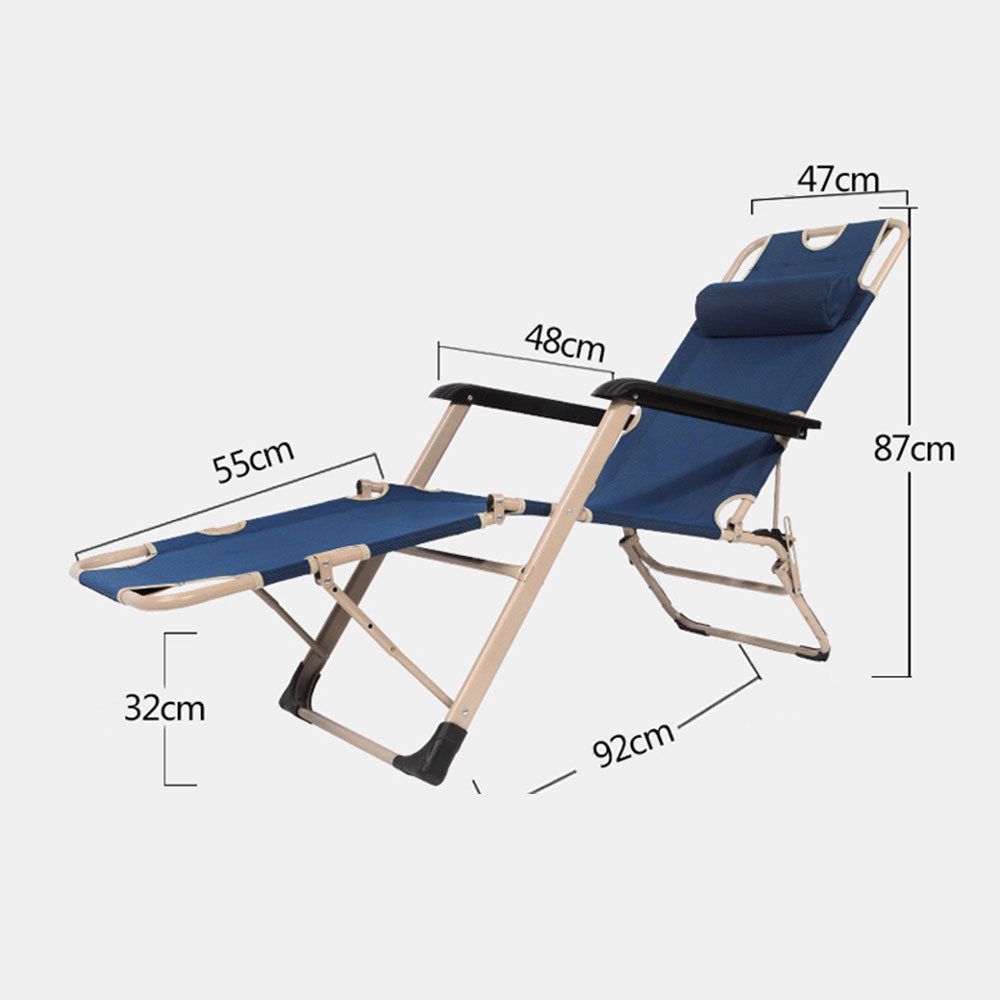 Boating Accessories: Reclining Sun Beach Deck Lounge Chair Outdoor Folding Camping Fishing Arm Rest - navy