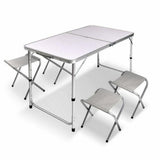 Outdoor Sofas & Lounge Sets: Portable Folding Picnic Camping Set BBQ Party Aluminium Table 4 Foldable Chairs