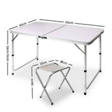 Outdoor Sofas & Lounge Sets: Portable Folding Picnic Camping Set BBQ Party Aluminium Table 4 Foldable Chairs