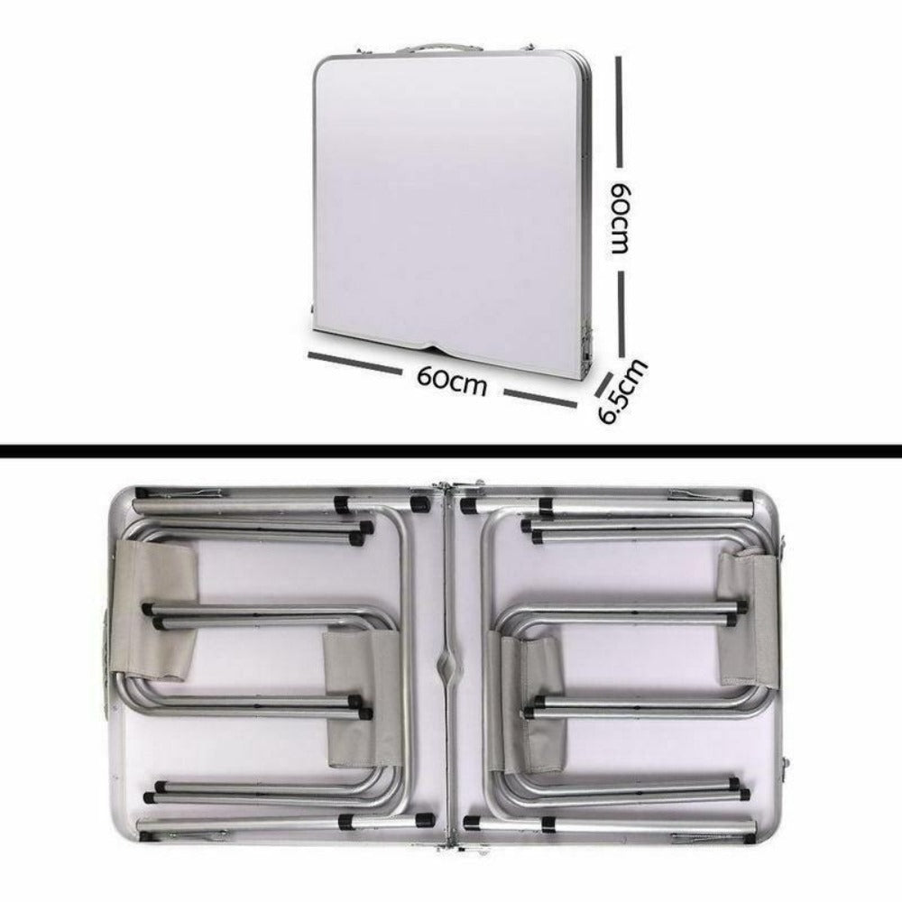 Outdoor Sofas & Lounge Sets: Portable Folding Picnic Camping Set BBQ Party Aluminium Table 4 Foldable Chairs