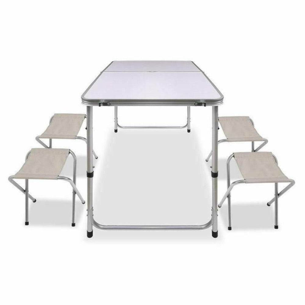 Outdoor Sofas & Lounge Sets: Portable Folding Picnic Camping Set BBQ Party Aluminium Table 4 Foldable Chairs