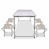 Outdoor Sofas & Lounge Sets: Portable Folding Picnic Camping Set BBQ Party Aluminium Table 4 Foldable Chairs