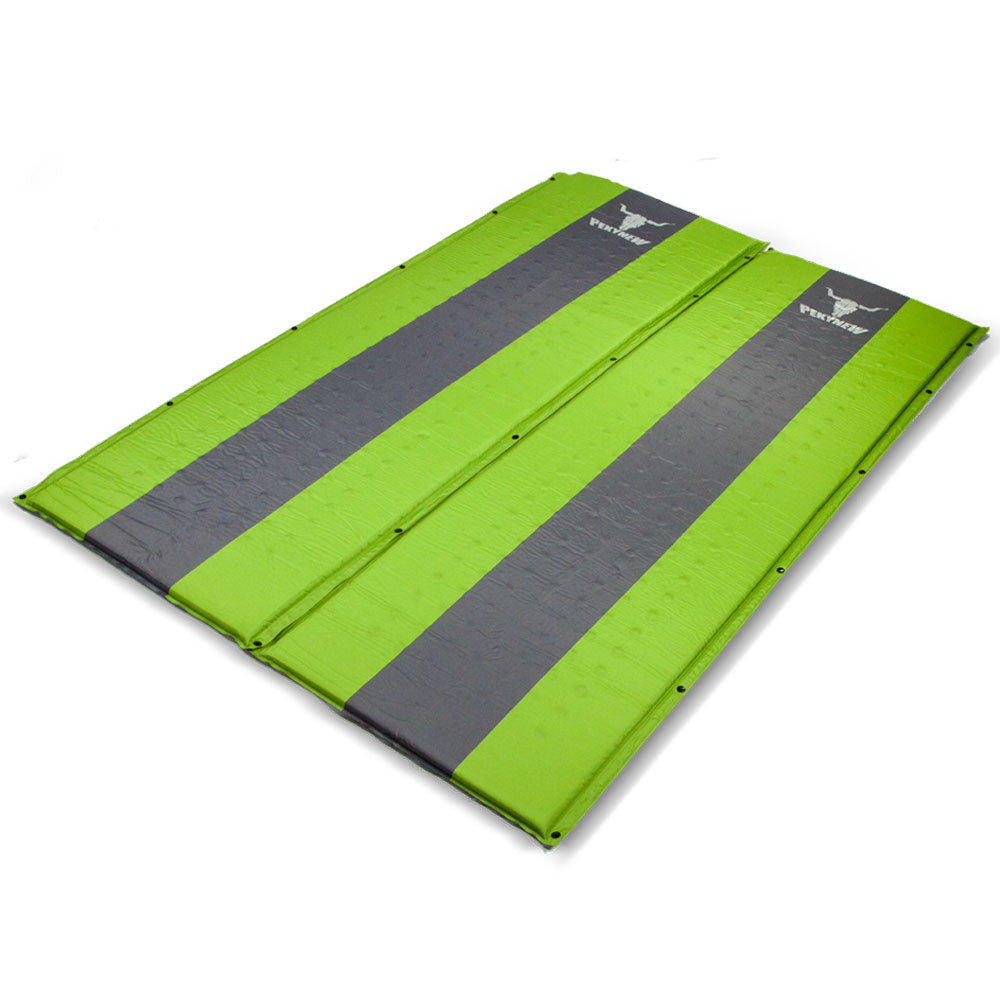 Inflatable Mattresses: Double Self Inflating Mattress Sleeping Mat Air Bed Camping Camp Hiking Joinable - green
