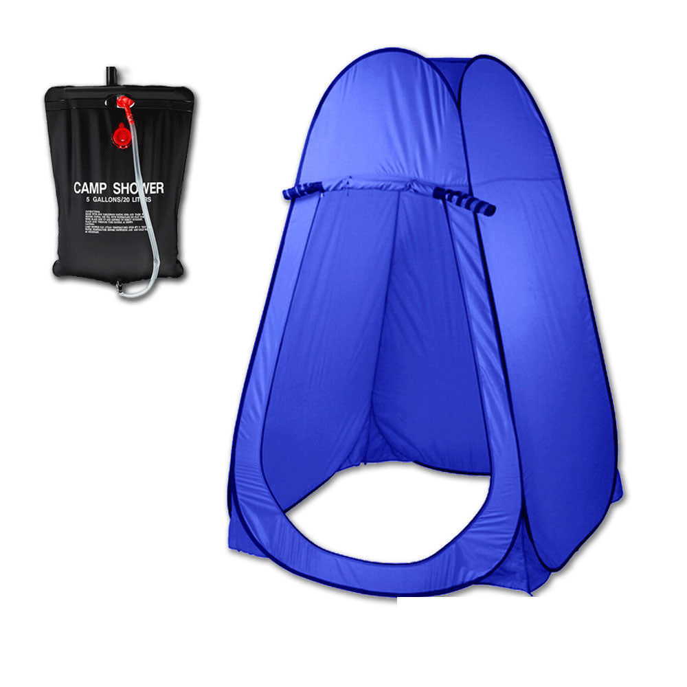 Tents: Pop Up  Portable Privacy Shower room Tent &20L Outdoor Camping Water Bag Camp Set - blue