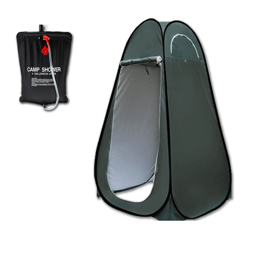 Tents: Pop Up Portable Privacy Shower room Tent &20L Outdoor Camping Water Bag Camp Set - green