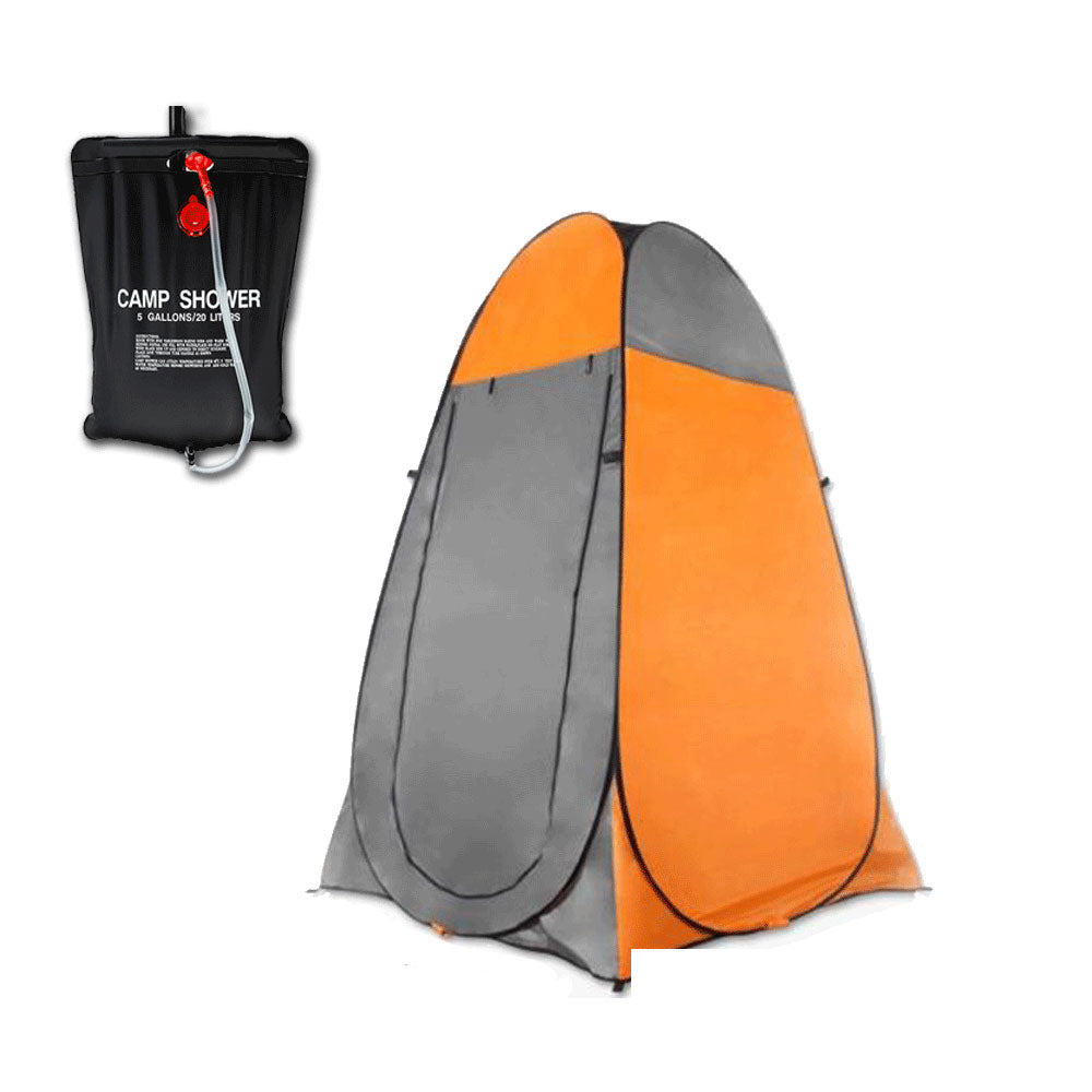 Tents: Pop Up Portable Privacy Shower room Tent &20L Outdoor Camping Water Bag Camp Set - orange