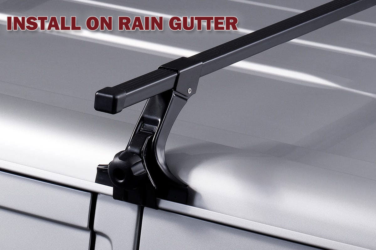 Cross Bar: 120cm Universal Rain Gutter Car Roof Rack Cross Bars Black Adjustable Brackets Medium