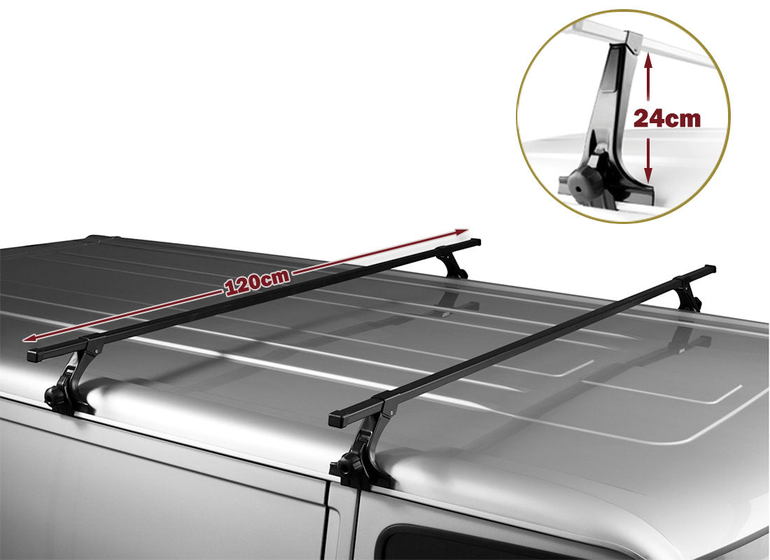 Cross Bar: 120cm Universal Rain Gutter Car Roof Rack Cross Bars Black Adjustable Brackets Large