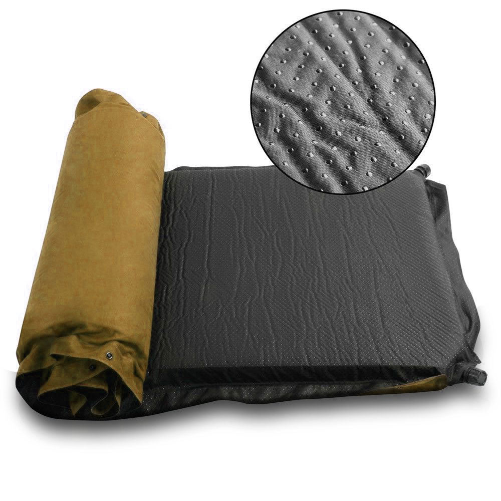 Inflatable Mattresses: Self Inflating Mattress Sleeping Suede Mat Air Bed Camping Camp Hiking Joinable - beige
