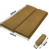 Inflatable Mattresses: Double Self Inflating Mattress Sleeping Sedue Mat Air Bed Camping Camp Hiking Joinable - beige