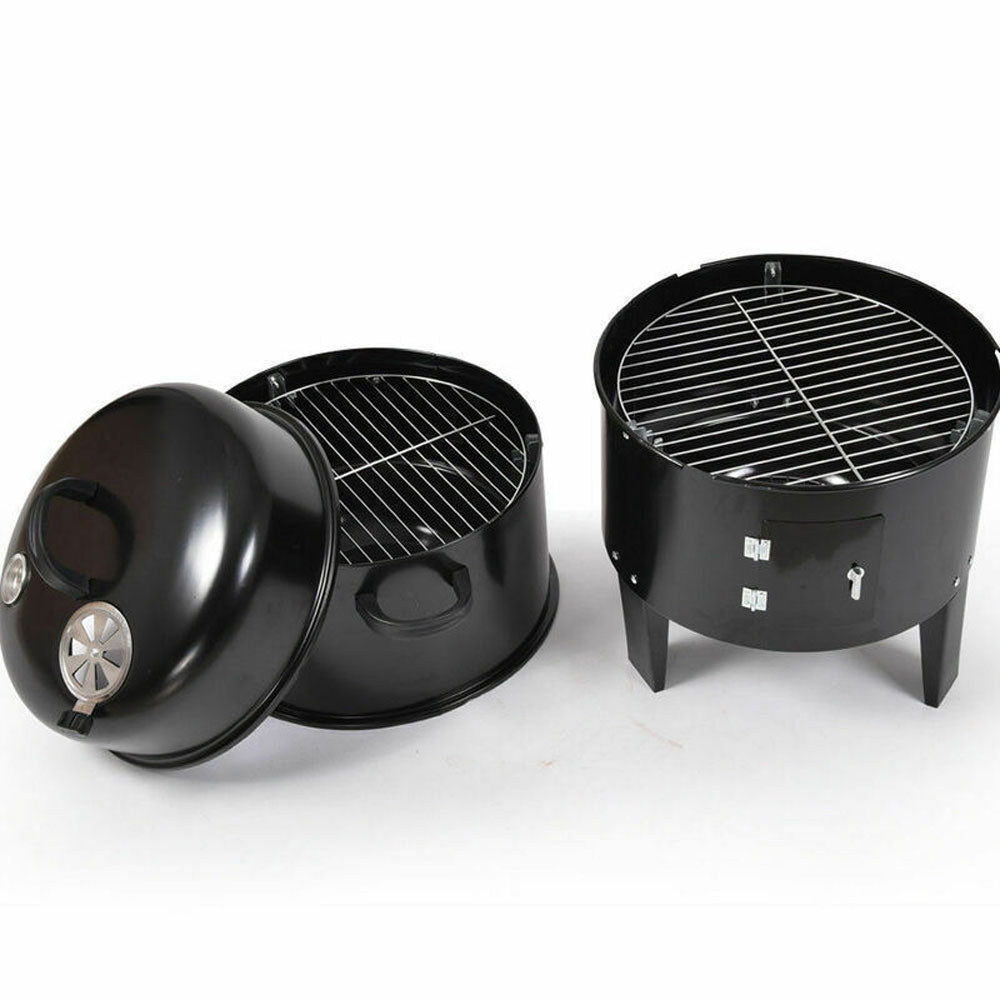 BBQ Tools: NEW 3in1 Portable Charcoal Vertical Smoker BBQ Roaster Grill Steel Water Steamer