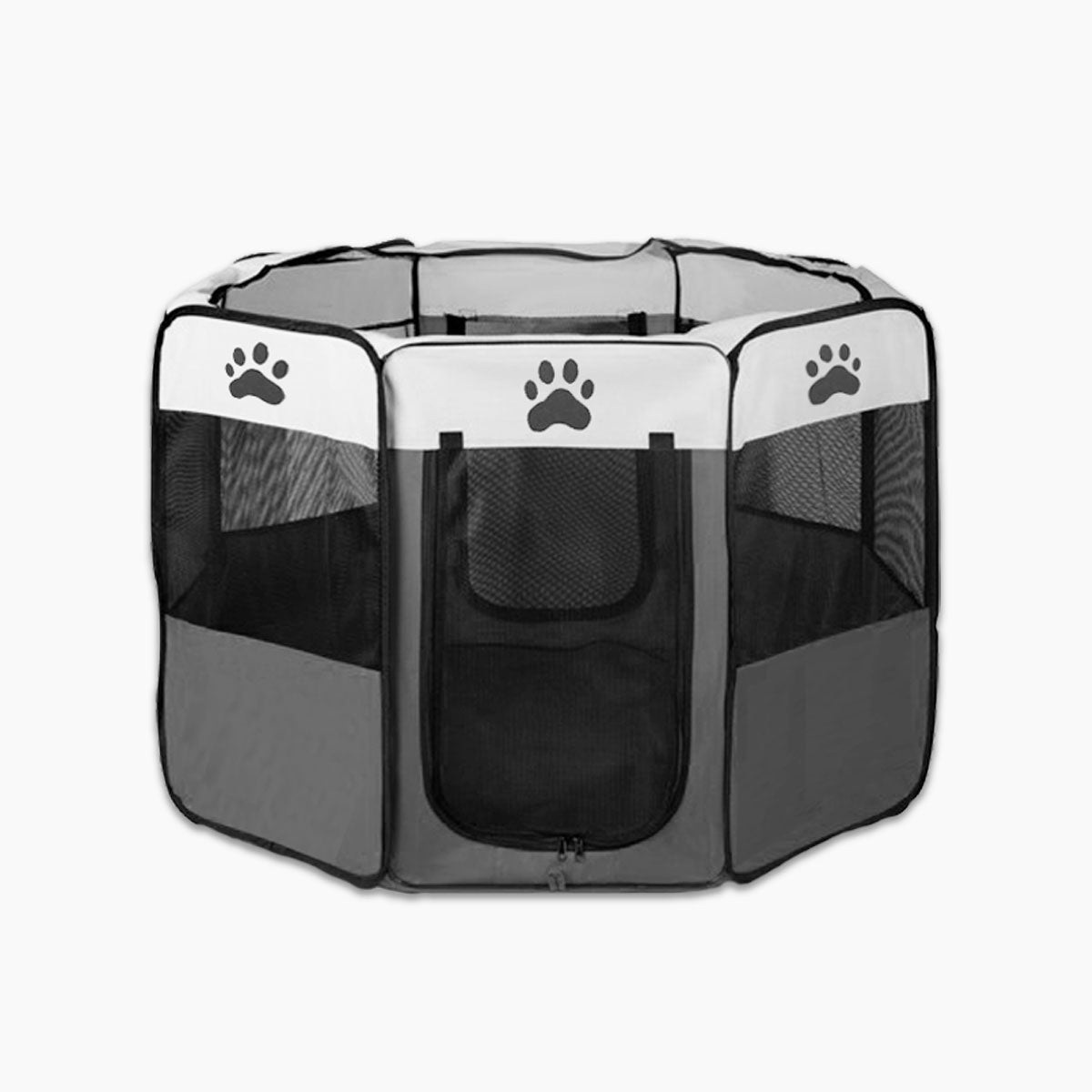 Dog Playpens & Gates: 8 Panel Pet Dog Cat Crate Play Pen Bags Kennel Portable Tent Playpen Puppy Cage Large Grey
