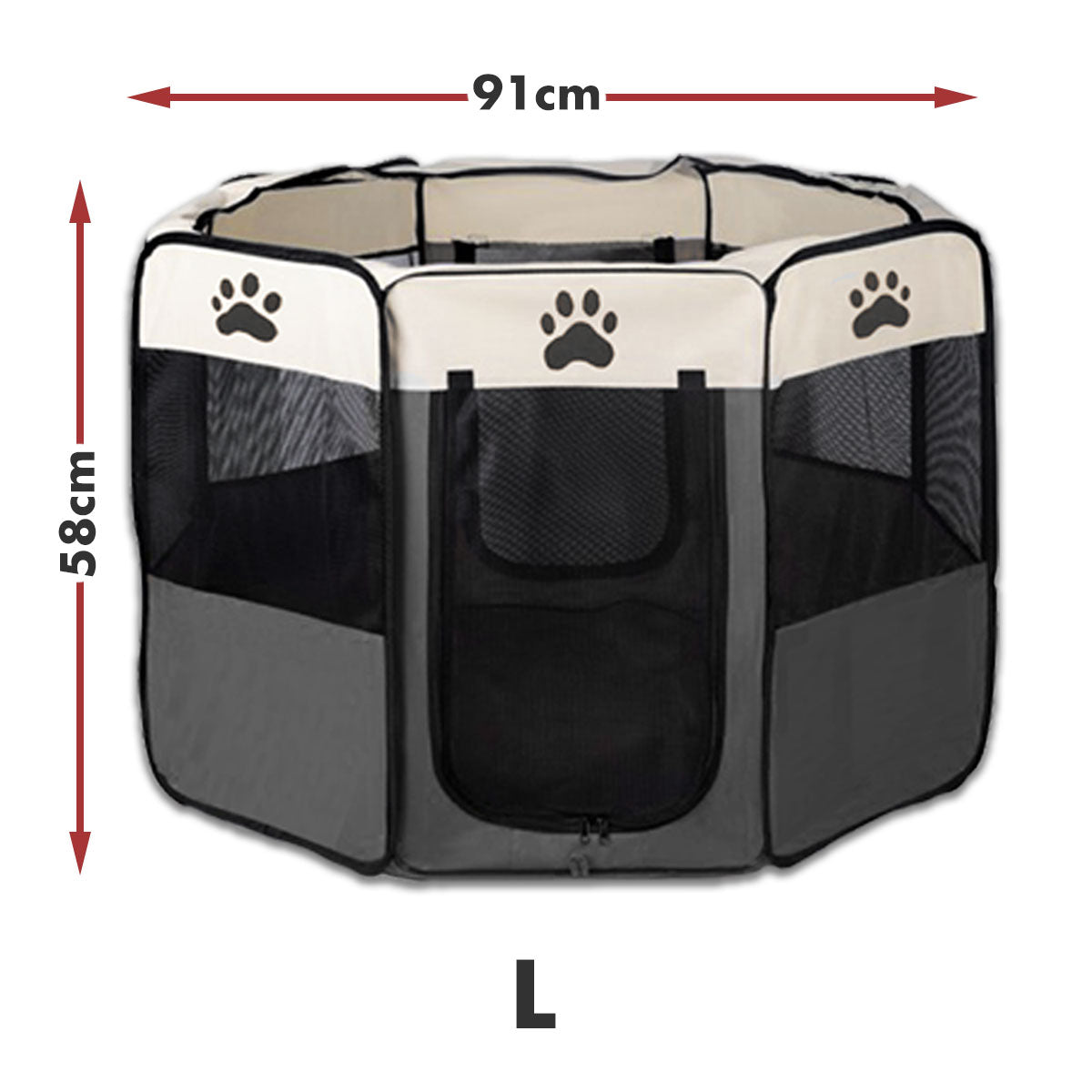 Dog Playpens & Gates: 8 Panel Pet Dog Cat Crate Play Pen Bags Kennel Portable Tent Playpen Puppy Cage Large Grey