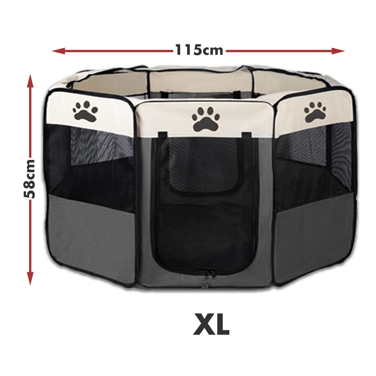 Dog Playpens & Gates: 8 Panel Pet Dog Cat Crate Play Pen Bags Kennel Portable Tent Playpen Puppy Cage Extra Large Grey