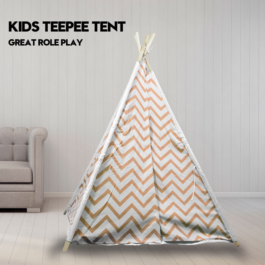 Pretend Play: Giant Cotton Canvas Kids Teepee Wigwam Children Pretend Play Tent Indoor Outdoor Party - orange