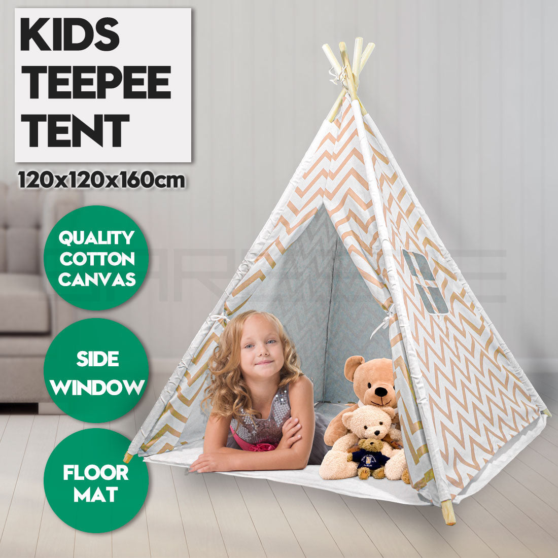Pretend Play: Giant Cotton Canvas Kids Teepee Wigwam Children Pretend Play Tent Indoor Outdoor Party - orange