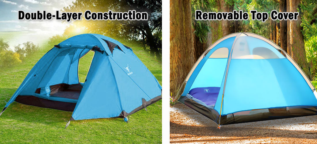 Tents: 2 Person Portable Outdoor Lightweight Cycling Hiking Backpacking Camping Waterproof Tent - Blue