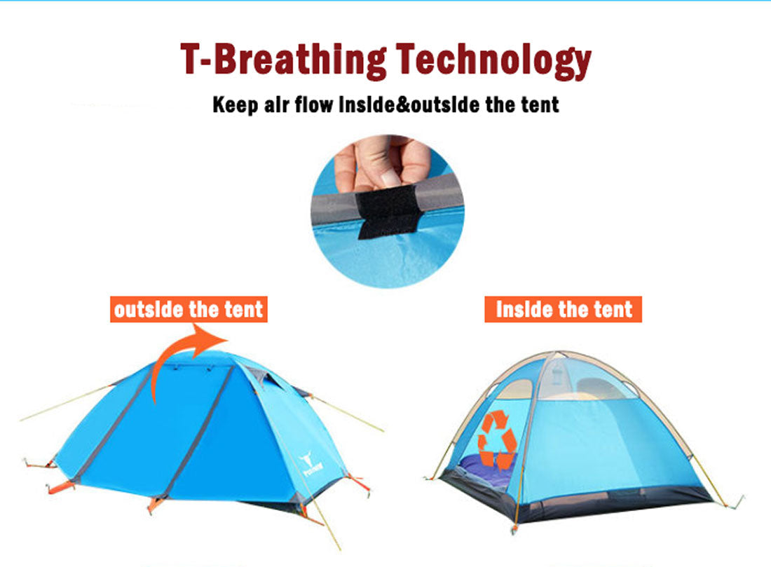 Tents: 2 Person Portable Outdoor Lightweight Cycling Hiking Backpacking Camping Waterproof Tent - Blue