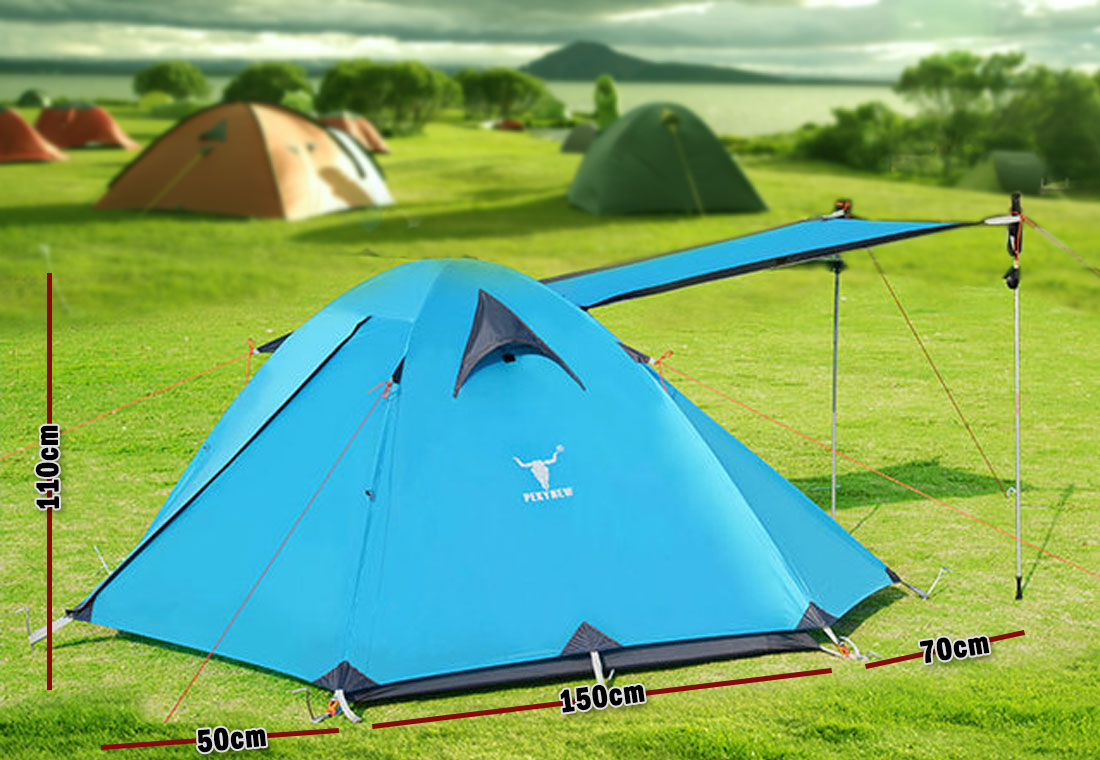 Tents: 2 Person Portable Outdoor Lightweight Cycling Hiking Backpacking Camping Waterproof Tent - Blue