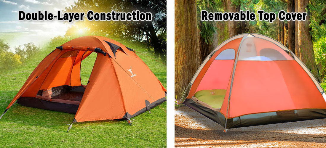 Tents: 2 Person Portable Outdoor Lightweight Cycling Hiking Backpacking Camping Waterproof Tent - Orange