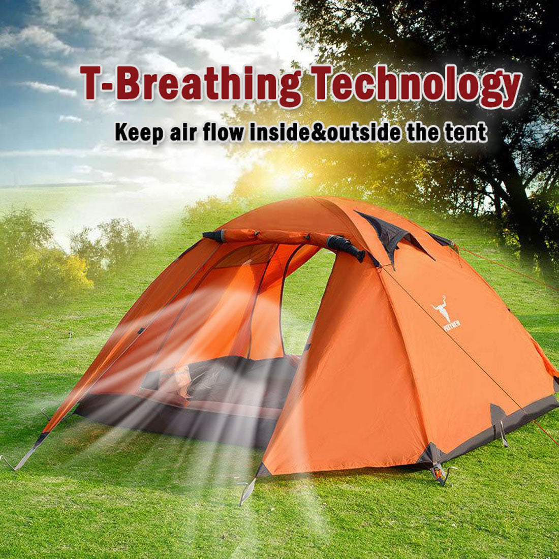 Tents: 2 Person Portable Outdoor Lightweight Cycling Hiking Backpacking Camping Waterproof Tent - Orange