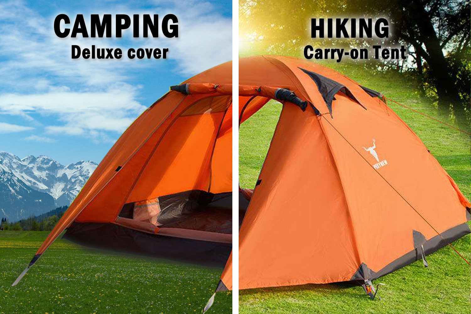 Tents: 2 Person Portable Outdoor Lightweight Cycling Hiking Backpacking Camping Waterproof Tent - Orange