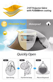 Tents: Waterproof Instant Up Beach Camping Tent 3 Person Pop up Tents Family Hiking Dome
