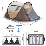 Tents: Waterproof Instant Up Beach Camping Tent 3 Person Pop up Tents Family Hiking Dome