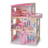 Pretend Play: Large Wooden Girls Doll House 3 Level Kids Pretend Play Toys Furniture Dollhouse