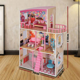 Pretend Play: Large Wooden Girls Doll House 3 Level Kids Pretend Play Toys Furniture Dollhouse