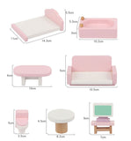 Pretend Play: Wooden DIY Dolls Doll House 3 Level Kids Pretend Play Toys Full Furniture Set Pink