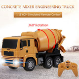 Ride On Cars: Huina 1/18 RC Engineering Construction Concrete Cement Mixer Truck Remote Control Toy Kids Gift