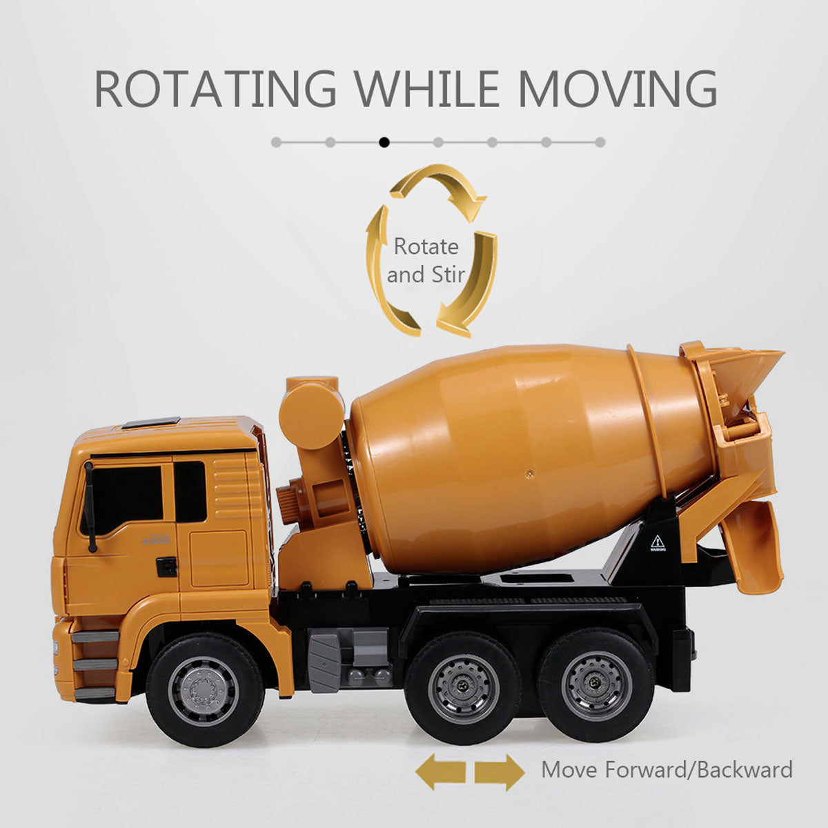 Ride On Cars: Huina 1/18 RC Engineering Construction Concrete Cement Mixer Truck Remote Control Toy Kids Gift