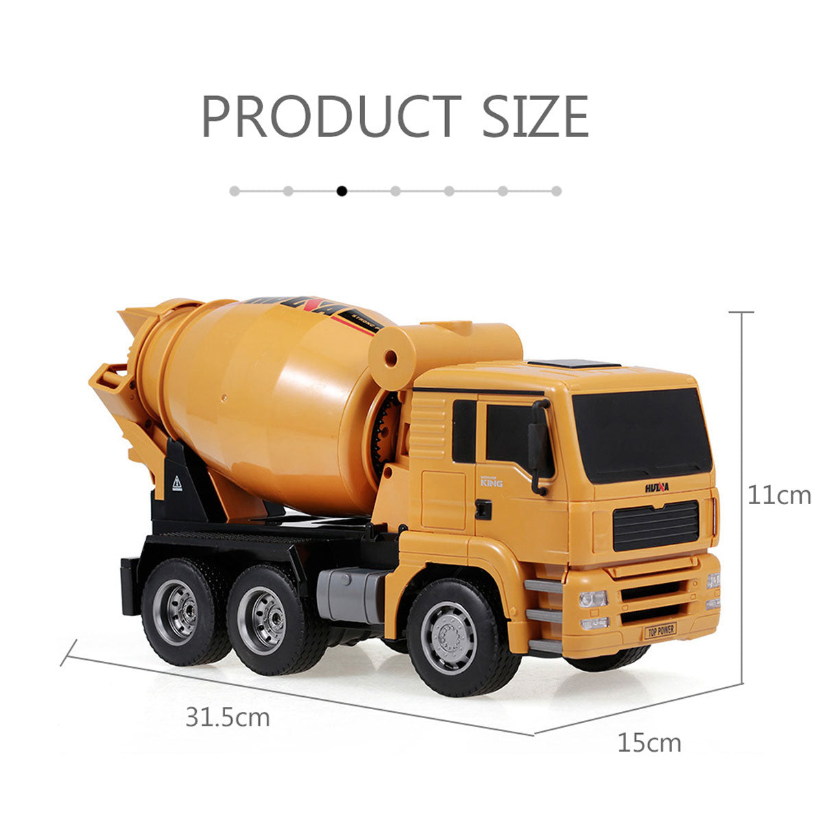 Ride On Cars: Huina 1/18 RC Engineering Construction Concrete Cement Mixer Truck Remote Control Toy Kids Gift