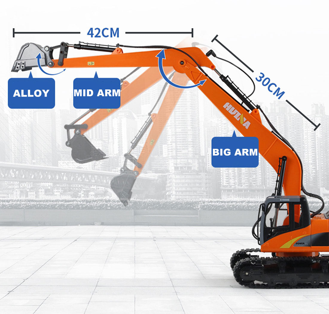 Ride On Cars: HUINA 1/14 15CH RC Alloy Long Arm Excavator Construction Engineering Vehicle Toy
