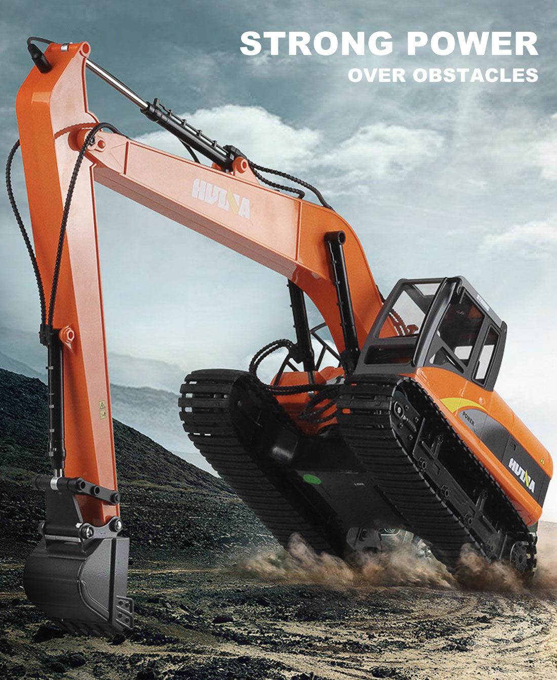 Ride On Cars: HUINA 1/14 15CH RC Alloy Long Arm Excavator Construction Engineering Vehicle Toy