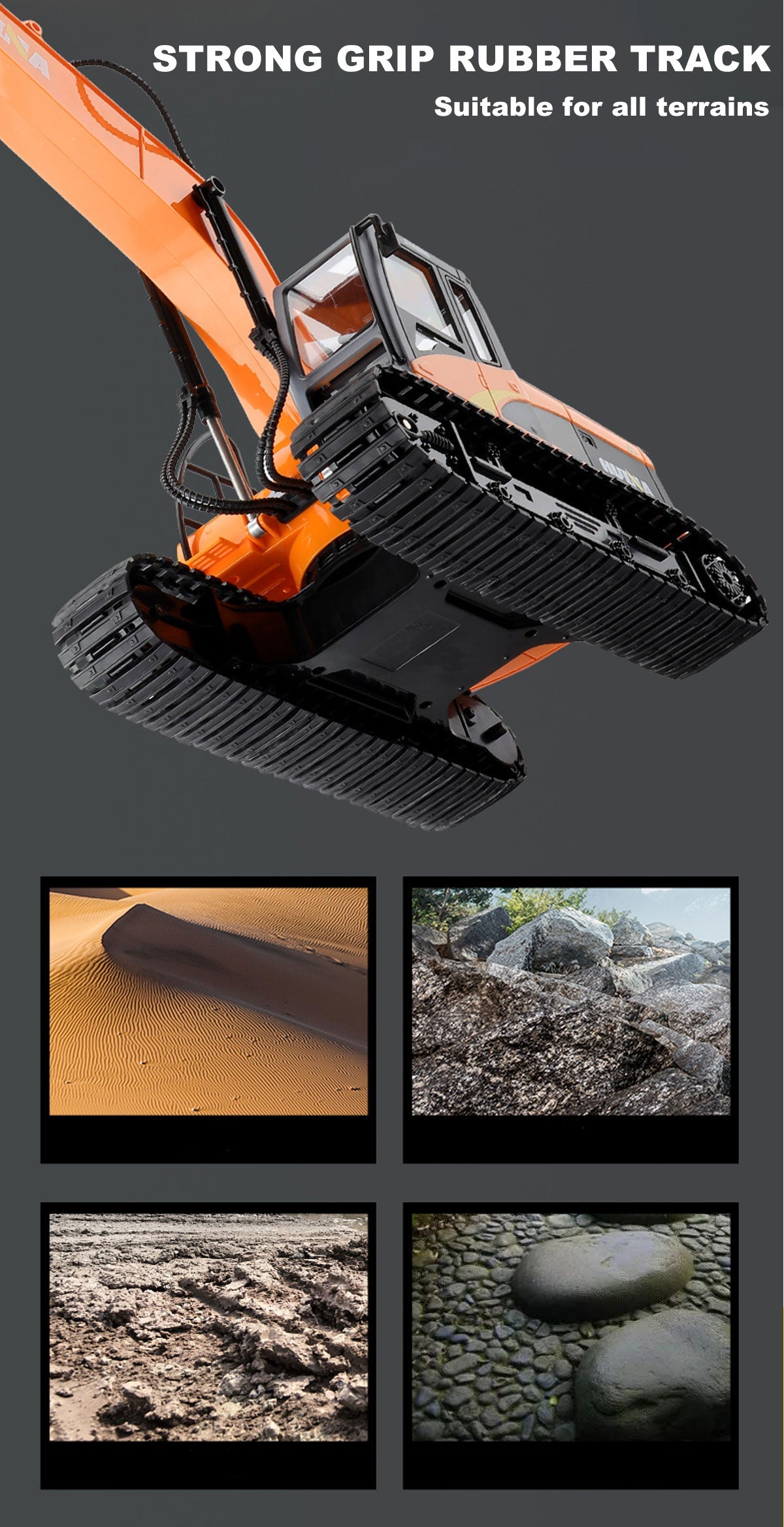 Ride On Cars: HUINA 1/14 15CH RC Alloy Long Arm Excavator Construction Engineering Vehicle Toy
