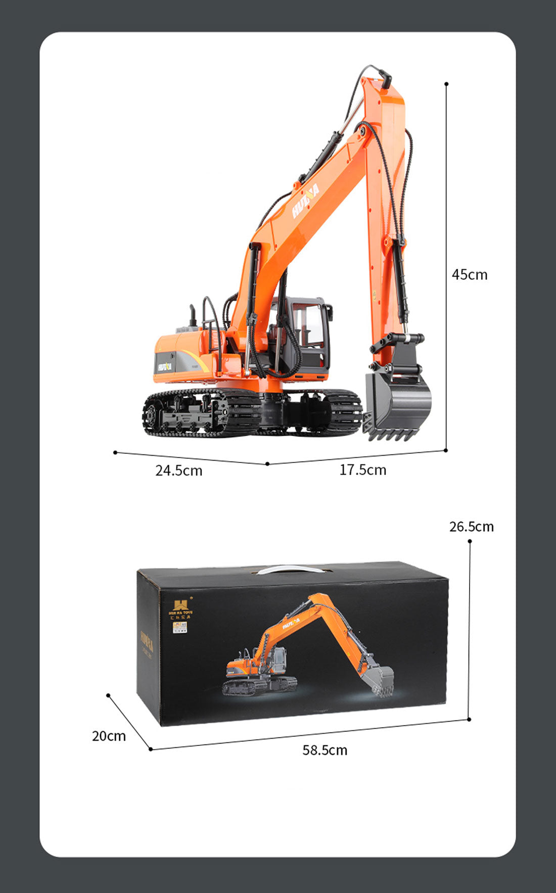 Ride On Cars: HUINA 1/14 15CH RC Alloy Long Arm Excavator Construction Engineering Vehicle Toy