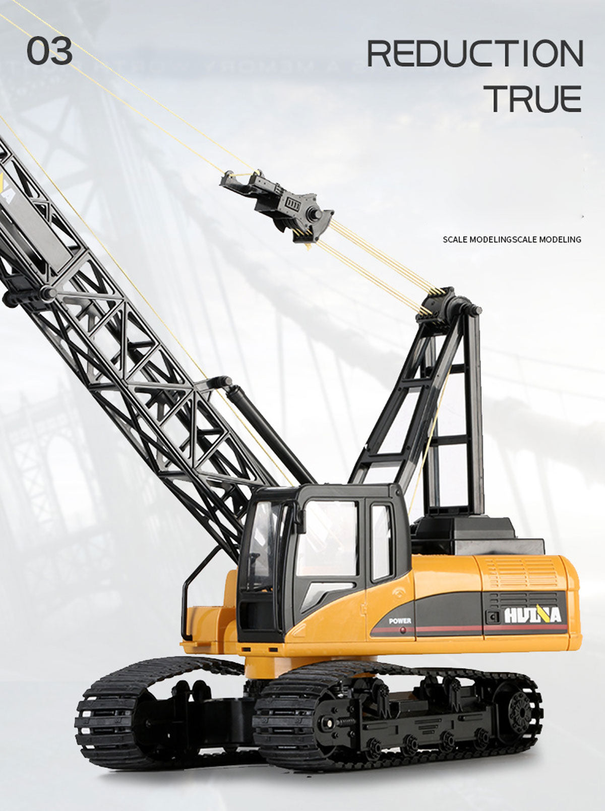 Ride On Cars: Huina RC CRANE 1:14 2.4Ghz Construction Tower Excavator Truck Toy Kids Boys Gift