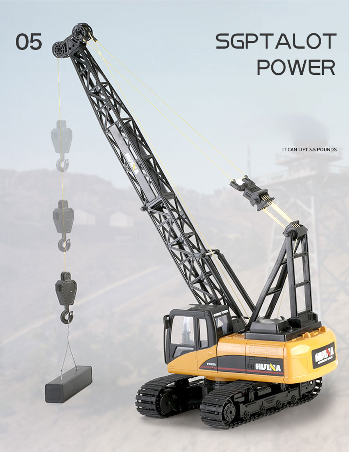 Ride On Cars: Huina RC CRANE 1:14 2.4Ghz Construction Tower Excavator Truck Toy Kids Boys Gift