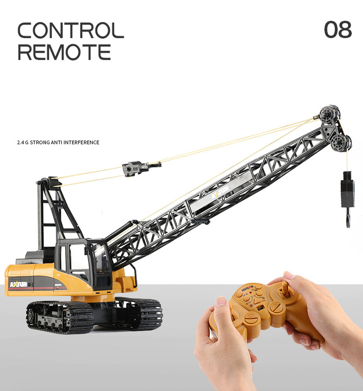 Ride On Cars: Huina RC CRANE 1:14 2.4Ghz Construction Tower Excavator Truck Toy Kids Boys Gift
