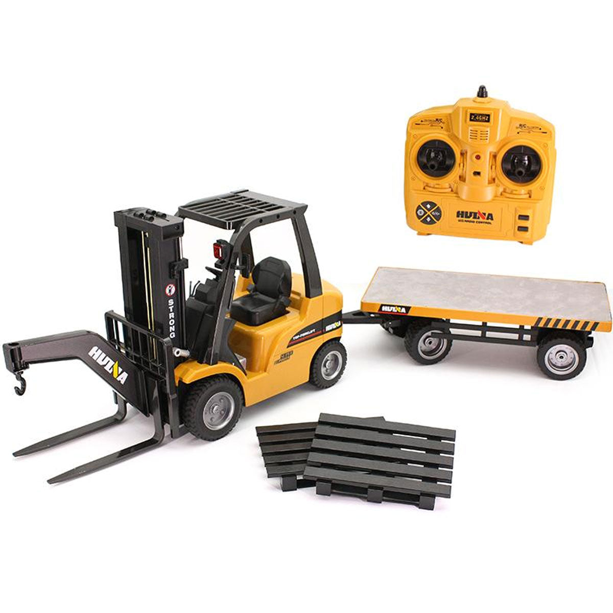 Ride On Cars: Huina 1/10 RC ForkLift Industrial Construction Engineering Vehicle Toy Trailer