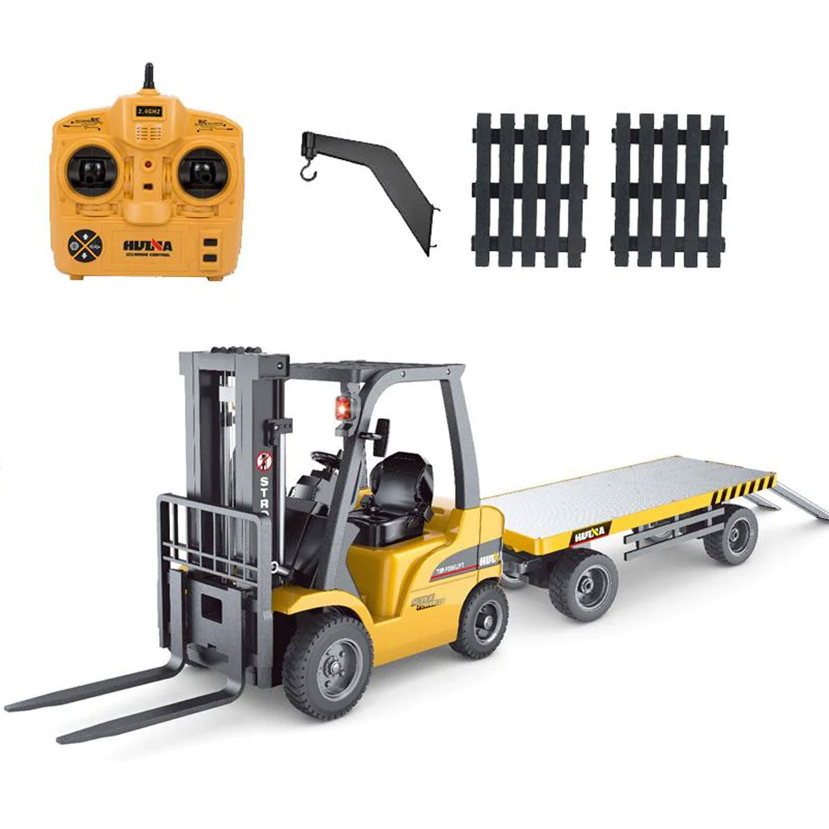 Ride On Cars: Huina 1/10 RC ForkLift Industrial Construction Engineering Vehicle Toy Trailer